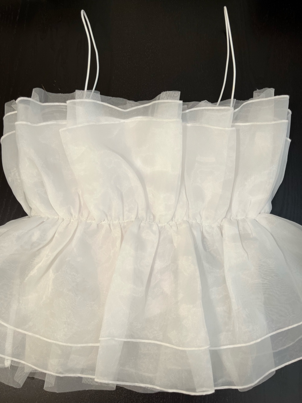 Francesca's Collections White Ruffled Spaghetti Strap Peplum Top - Picture 5 of 6